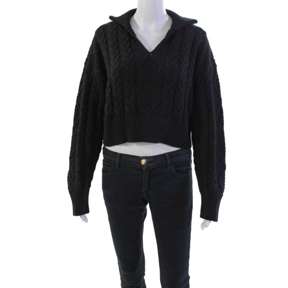 Sablyn Womens Braided Pullover - Black Size M
